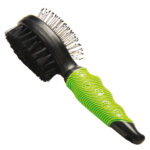 Double plastic brush with rounded PVC tips with rubber soft grip