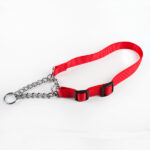 Nylon and chain semi-choke collar - Red 15mmx30-40