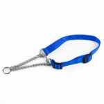 Nylon and chain semi-choke collar - Blue 20mmx40-5