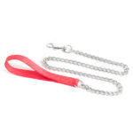 Chain leash with nylon handle - Red 3,5 x 120 cm