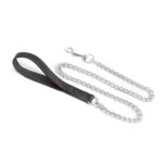 Chain leash with nylon handle - Black 3,5 x 120 cm