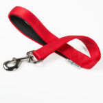 Double ply nylon short leash with handle - Red - 2