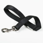 Double ply nylon short leash with handle - Black