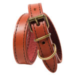 Luxury sewn leather collar Brown 20mmx50cm