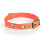 Real leather & fabric collar 1.5x30 cm Coral