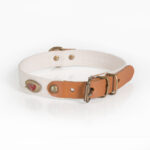 Real leather & fabric collar 2x40 cm Cream