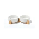 OPERA Ceramic Bowls with Bamboo Stand 2x850 ml - White