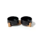 OPERA Ceramic Bowls with Bamboo Stand 2x850 ml - Black
