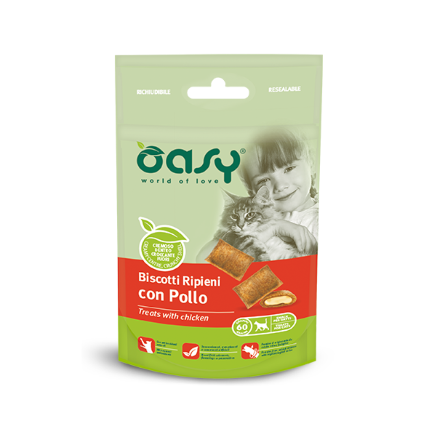 OZ3167 Oasy Snack Cat - BISCOTTI ripieni con POLLO 60 g - Figura 1