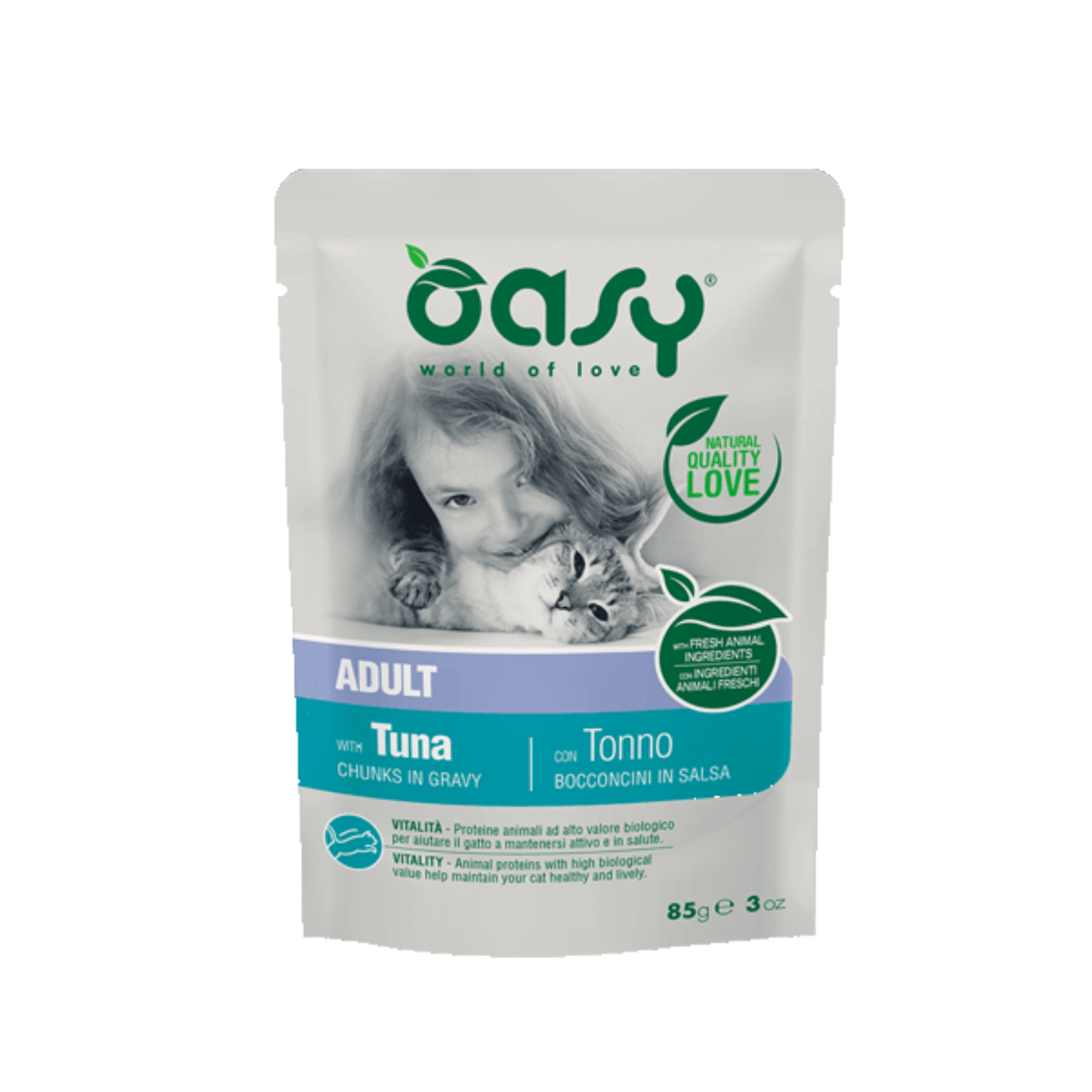 OZ5659 Oasy Wet Cat Bocconcini - ADULT TONNO Busta 85 gr - Figura 1