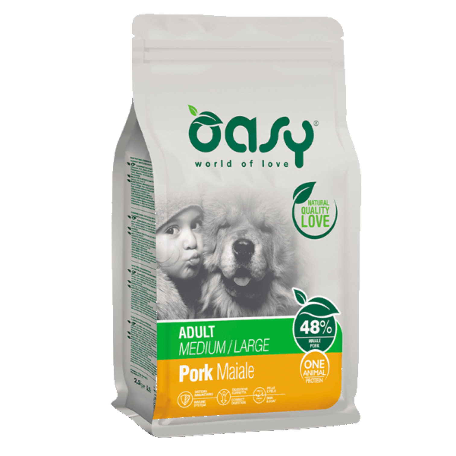 OZ7062 Oasy Dry Dog Monoprotein Ad Med/Large Pork 2 Kg - Figura 1