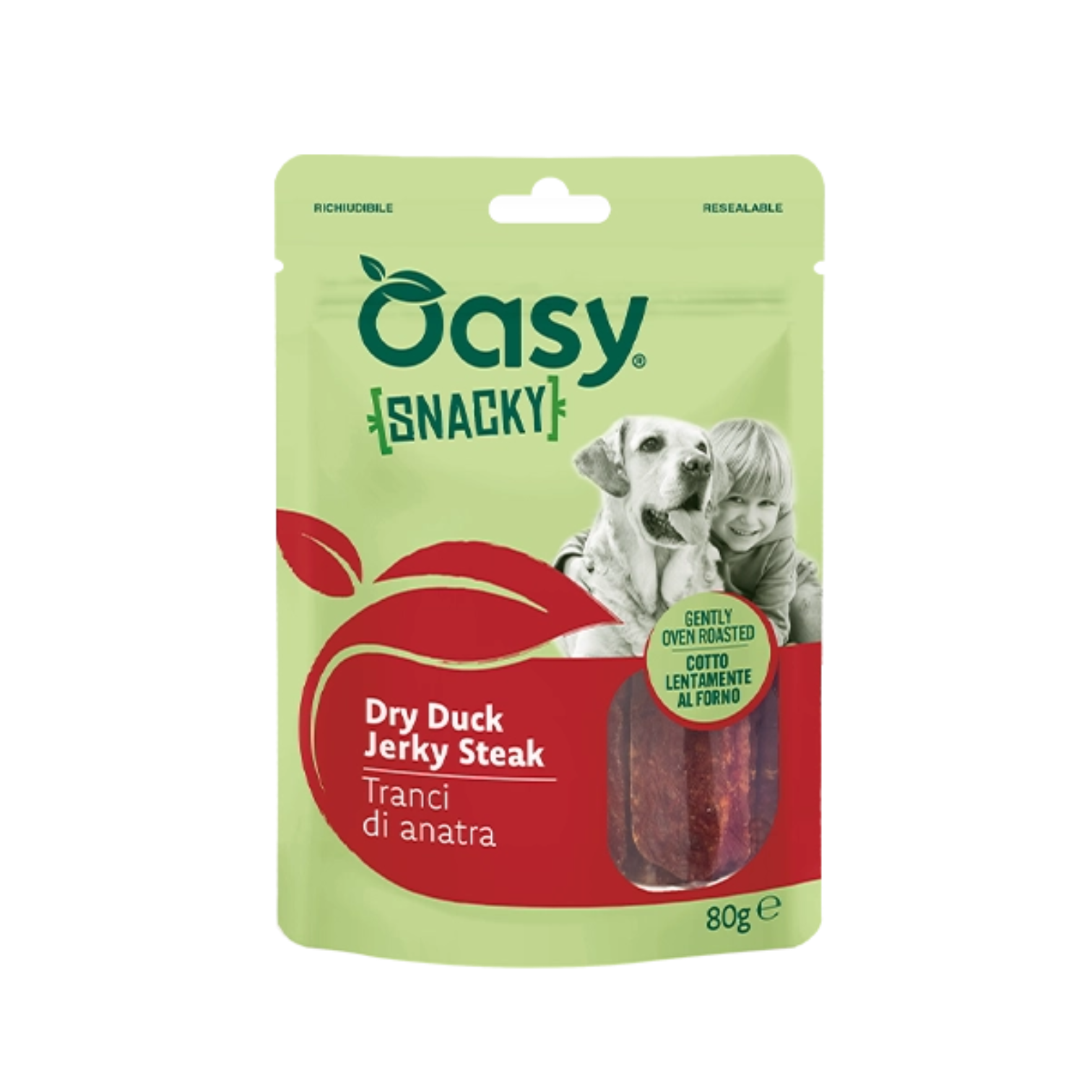 OZ8861 Oasy Snack Dog - SNACKY Dry Duck Jerky Steak 80 gr - Figura 1