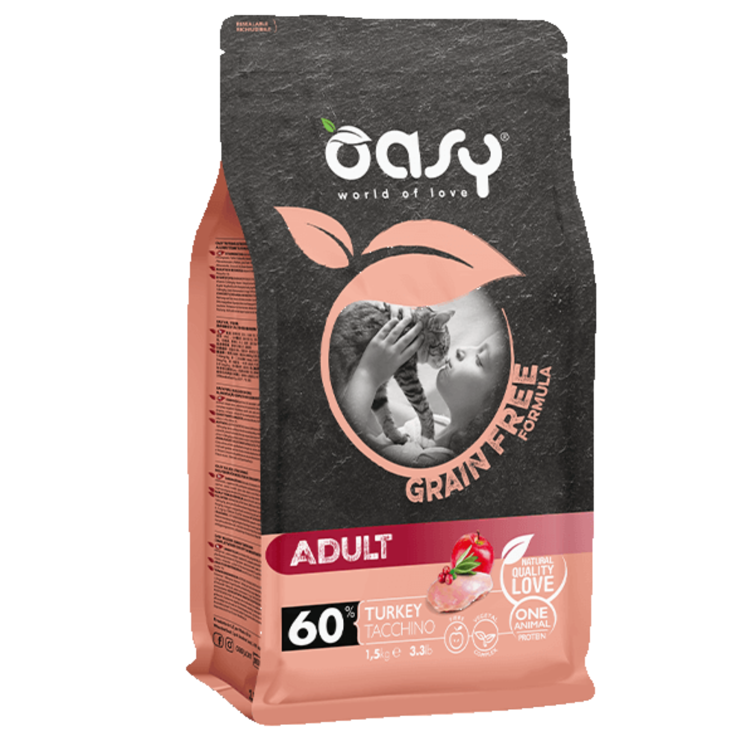 Oasy Dry Cat GRAIN FREE – ADULT TACCHINO 1,5 Kg