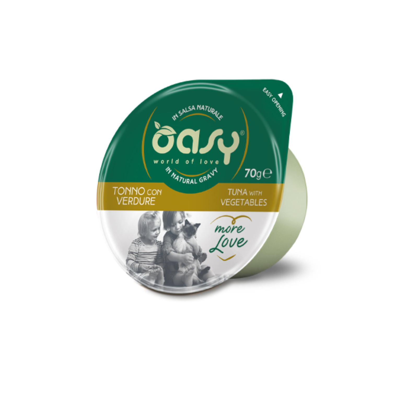 Oasy Wet Cat More Love – TONNO CON VERDURE Cup 70 gr